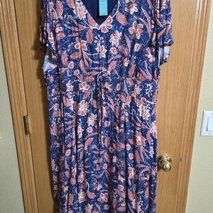 Maurices Navy and Red Floral Dress